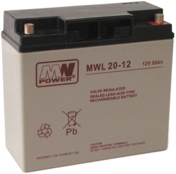 AKUMULATOR BATERIA PRZEMYSŁOWY MWPOWER MWL 12V 20AH MWL20-12 V MWL20 ALARM