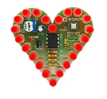 Pulsujące serce CZERWONE 22LED nauka lutowania DIY