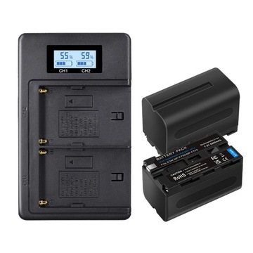 2 szt. NP-F750 NP-F770 Bateria + Ładowarka LCD do Sony NP F970 F960 F550 F570