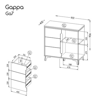 Комплект Gappa, молодежная комната, письменный стол, полка