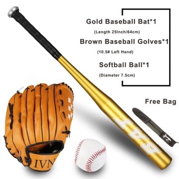 64cm Baseball Bat Kit Kids Teenager Softball Ball Baseball Gloves Baseball