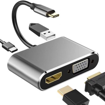 USB C 4k typ c do adaptera VGA USB HDMI konwerter