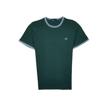 FRED PERRY Koszulka Zielona Męska Logowana r. M