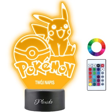 Lampka Nocna 3D LED PIKACHU POKEBALL POKEMON Imię