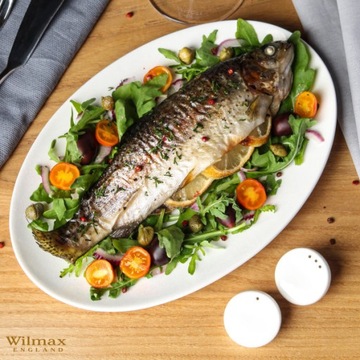 Блюдо овальное для закусок и вторых блюд Wilmax 36 см, белый фарфор