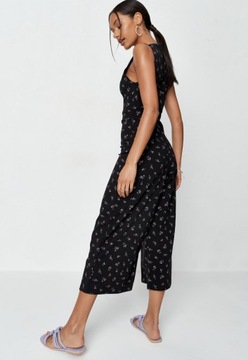 MISSGUIDED CZARNY KOMBINEZON KULOTY PRINT (34)