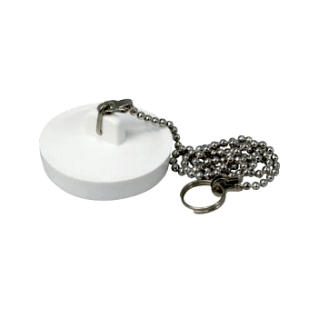 Korek syfonu umywalki biały z łańcuszkiem 40 mm