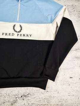 BLUZA FRED PERRY CREWNECK SPELLOUT ROZPINANA 1/4 r. S