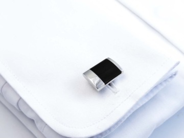 Запонки черно-серебряные N154