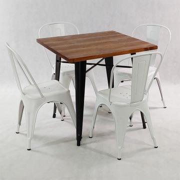 Zestaw stół Tolix 4 krzesła metalowe Tolix białe