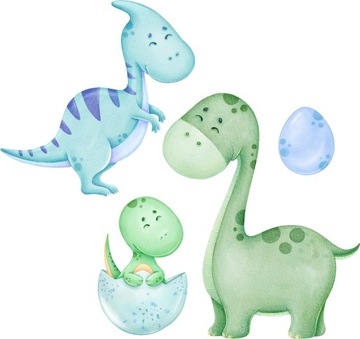 Naklejka na ścianę dla dzieci WESOŁE DINOZAURY