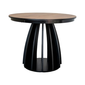 Stół okrągły rozkładany 100x100/140 LOFTOWY lamele STL220 z nogą klepsydra