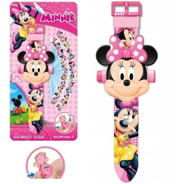 ZEGAREK 3D Z RZUTNIKIEM LED MYSZKA MINNIE MICKEY