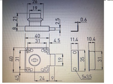 Замок мебельный GTV квадратный 4х4 см для стола/шкафа