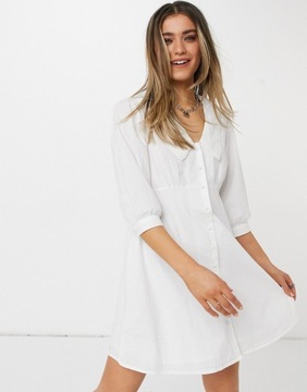 New Look biała popelinowa sukienka koszulowa 40