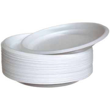 TALERZ PLASTIKOWY OKRĄGŁY PS BIAŁY 22cm 100szt