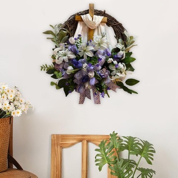 Большой пасхальный венок на входную дверь, 40 см.