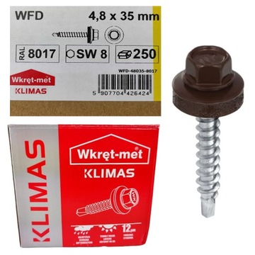 Wkręty farmerskie do drewna 4,8x35mm 250szt Wkręt-met RAL 8017