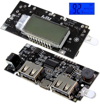 Moduł Power Bank 2x USB 2.1A 1A 18650 Li-ion LCD