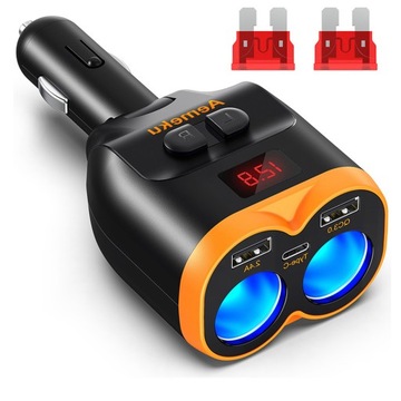 Rozdzielacz Zapalniczki 12-24V Ładowarka QC 150W