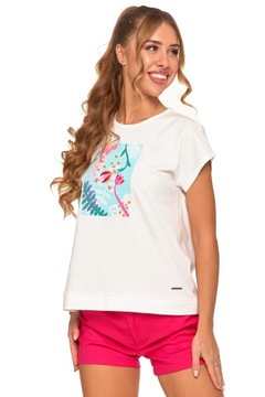 БЕЛАЯ ЖЕНСКАЯ ФУТБОЛКА С ЦВЕТОЧНЫМ ПРИНТОМ МОДНЫЙ ХЛОПОК MORAJ XL