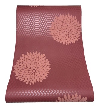 ELEGANCKA TAPETA WINYLOWA KWIATY ROMBY PLASTER MIODU CZERWONA BORDO 031-10