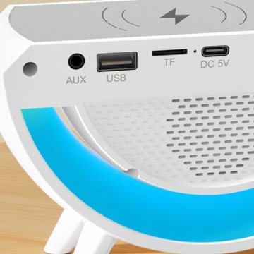 LAMPKA NA BIURKO LED ŁADOWARKA INDUKCYJNA BUDZIK RADIO NOCNA GAMINGOWA