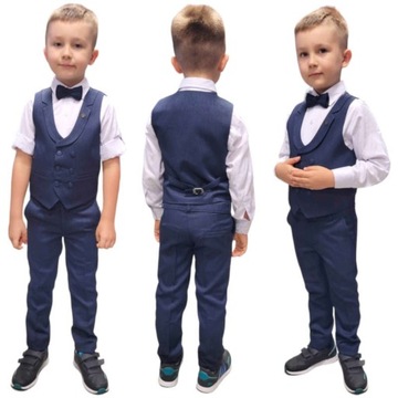 GARNITUR KOMPLET ELEGANCKI DLA CHŁOPCA Z KOSZULĄ KAMIEZLKA I MUCHĄ 110
