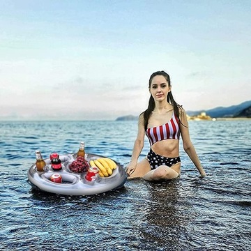 ПЛАВАЮЩИЙ БИЛЬЯРНЫЙ СТОЛ ДЖАКУЗИ НАДУВНОЙ БАР НАПИТКИ СЕРЕБРЯНЫЙ С 8 ОТВЕРСТИЯМИ