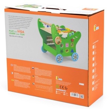 PCHACZ CHODZIK EDUKACYJNY DREWNIANY INTERAKTYWNY VIGA KROKODYLEK 12w1