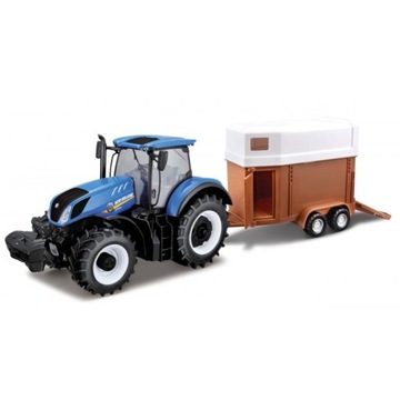 METAL TRAKTOR NEW HOLLAND Bburago 1:32 + Przyczepa