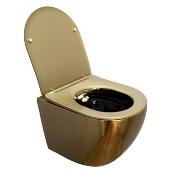 ПОДВЕСНОЙ УНИТАЗ БЕЗОБОДКИ MIZU ЗОЛОТОЙ БЛЕСК МЕДЛЕННО ЗАКРЫВАЮЩЕЕСЯ СИДЕНЬЕ ДЮРОПЛАСТ