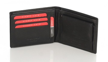 Pierre Cardin Skórzany portfel męski RFID Czarny Skóra naturalna