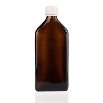 Butelka szklana płaska 500ml z nakrętką białą