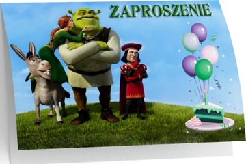 ZAPROSZENIE SHREK ZAPROSZANIA OSIOŁ KOT W BUTACH 20x15 cm