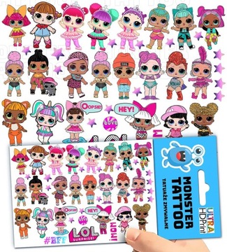 TATUAŻE ZMYWALNE TYMCZASOWE DLA DZIECI LOL SURPRISE LALKI WZORY ORYGINALNE