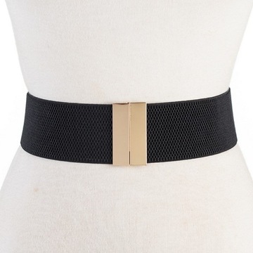 ЖЕНСКИЙ ЧЕРНЫЙ РЕЗИНОВЫЙ ЭЛАСТИЧНЫЙ ЗОЛОТОЙ ШИРОКИЙ РЕМЕНЬ