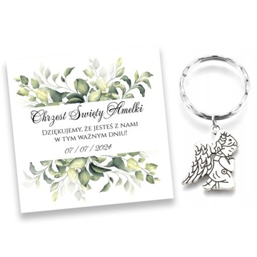 PODZIĘKOWANIE DLA GOŚCI UPOMINEK BRELOK ANIOŁEK CHRZEST PAMIĄTKA