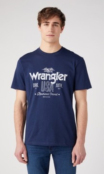 Wrangler AMERICANA TEE Navy GRANATOWY T-SHIRT KOSZULKA Z LOGO REGULAR M