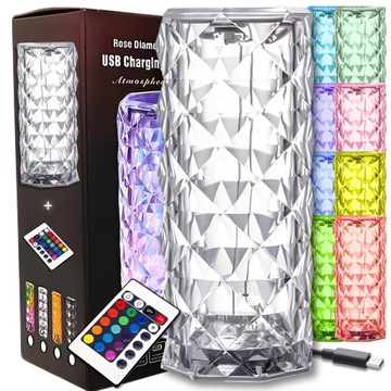 CRYSTAL NIGHT LAMP DIAMOND ROSE LED СЕНСОРНАЯ ЛАМПА DIAMOND + ПУЛЬТ ДИСТАНЦИОННОГО УПРАВЛЕНИЯ