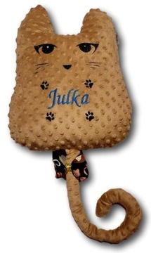 Подушка с именем, свидетельством о рождении, большим котенком, талисманом, именем, подарком ребенку.