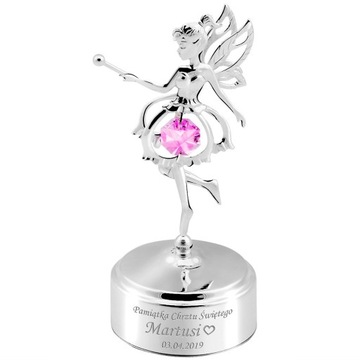 Pozytywka Dziewczynka Elf Swarovski Chrzest Grawer