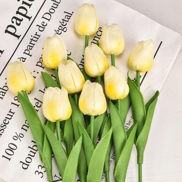 34cm PU prawdziwy dotyk tulipan sztuczny bukiet