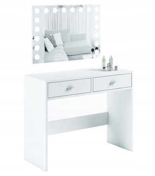 БЕЛЫЙ ТРУБОЙ СТОЛИК, ЗЕРКАЛО, СВЕТОДИОДНОЕ ОСВЕЩЕНИЕ