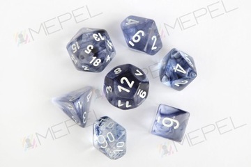Kości Chessex - zestaw 7 kostek Nebula Black/white