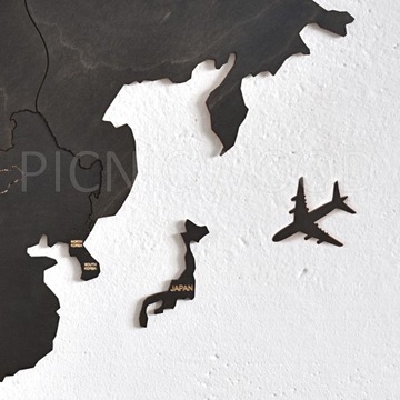 Деревянная карта мира на стене с булавками, 120 см