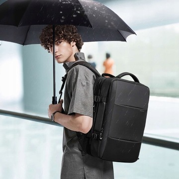 Wodoodporny PLECAK DUŻY na laptopa z portem USB biznesowy ROZSZERZALNY 17,3