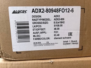 4× DISK HLINÍK ALUTEC ADX.02 BLACK 8.0" X 19" 5X108 ET 48