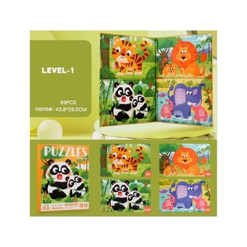 Puzzle Magnetyczne UKŁADANKA 4 w 1 Duża książka Zwierząt
