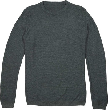 Klasyczny Elegancki Bawełniany Modny Grafitowy Męski Prążkowany Sweter S